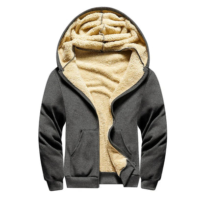 Men's Lambwool Hoodies Winter Thicken Zipper Jacket Loose Casual Warm Sweatshirts Male Long Sleeve Hooded Coats