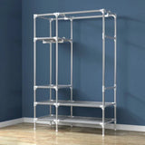 Armario simple Nuevo armario de almacenamiento Armario de 19 tubos de acero engrosados ​​​​de 112 cm de largo Viene con 3 cajas de almacenamiento, muebles para el hogar