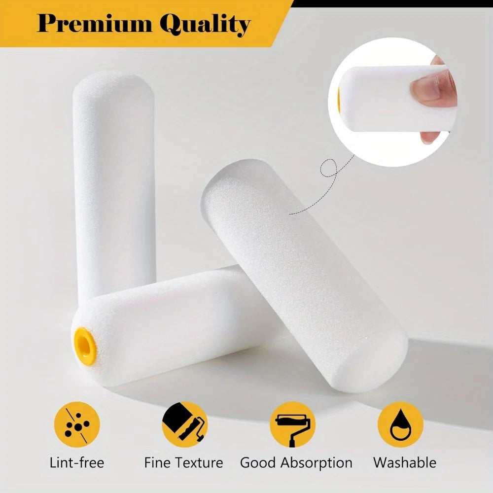 10 pcs Sponge Paint Roller Small Mini White Durable Foam Paint Roller Covers Replacement Paint Roller Nap Art Sets Painting