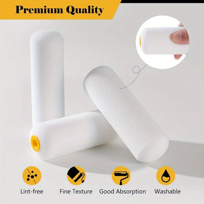 10 pcs Sponge Paint Roller Small Mini White Durable Foam Paint Roller Covers Replacement Paint Roller Nap Art Sets Painting