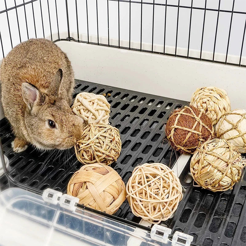 10 Styles 7CM Chewing Braided Ball Guinea Pig Rabbit Hamster Small Animal Play Pet Interactive Chew Toy Natural Grass Ball
