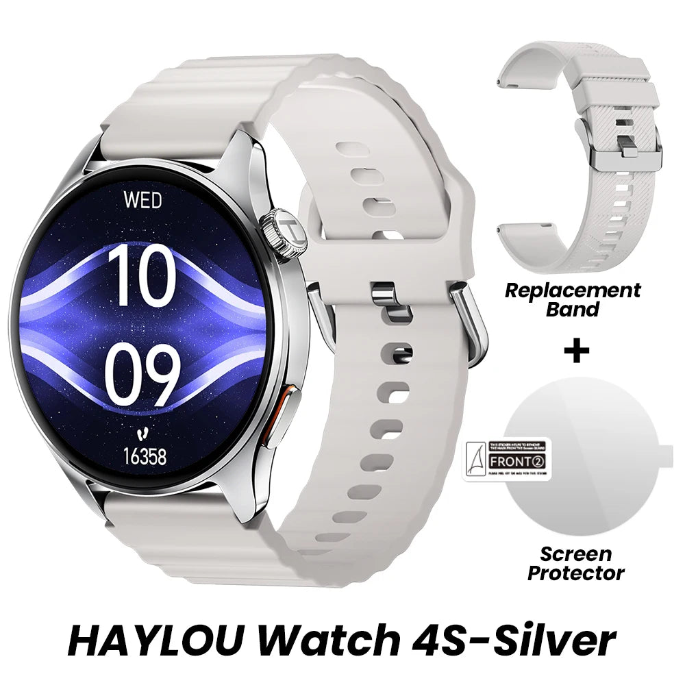 Smartwatch HAYLOU Watch 4S com GPS, tela AMOLED HD de 1,43", posicionamento GPS via 5 satélites e mais de 120 modos de treino – Relógio inteligente para esportes e fitness