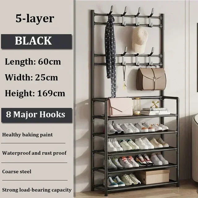Multi-layer Shoe Rack Household Integrated Coat and Hat Rack Simple Multifunctional Shoe Cabinet for Entryway