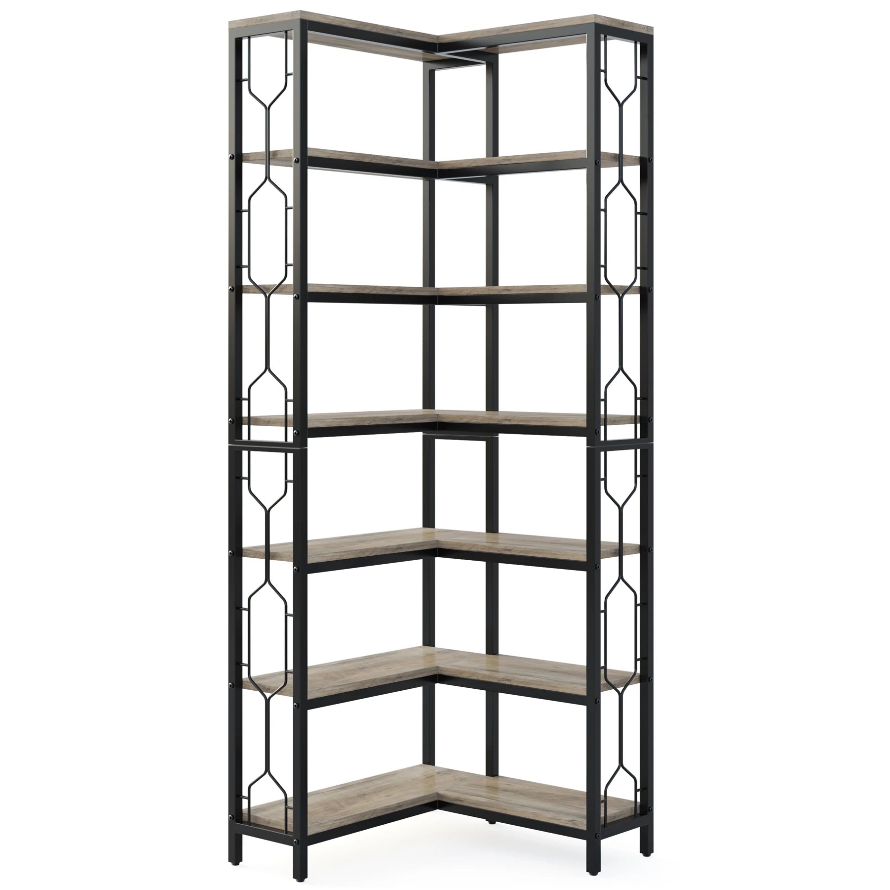 Tribesigns 7-Shelf Corner Bookshelf,Large Modern Corner Bookcase, 7-Tier Tall Corner Shelf Storage Display Rack with Metal Frame