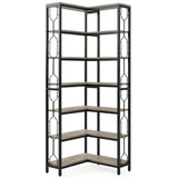 Tribesigns 7-Shelf Corner Bookshelf,Large Modern Corner Bookcase, 7-Tier Tall Corner Shelf Storage Display Rack with Metal Frame