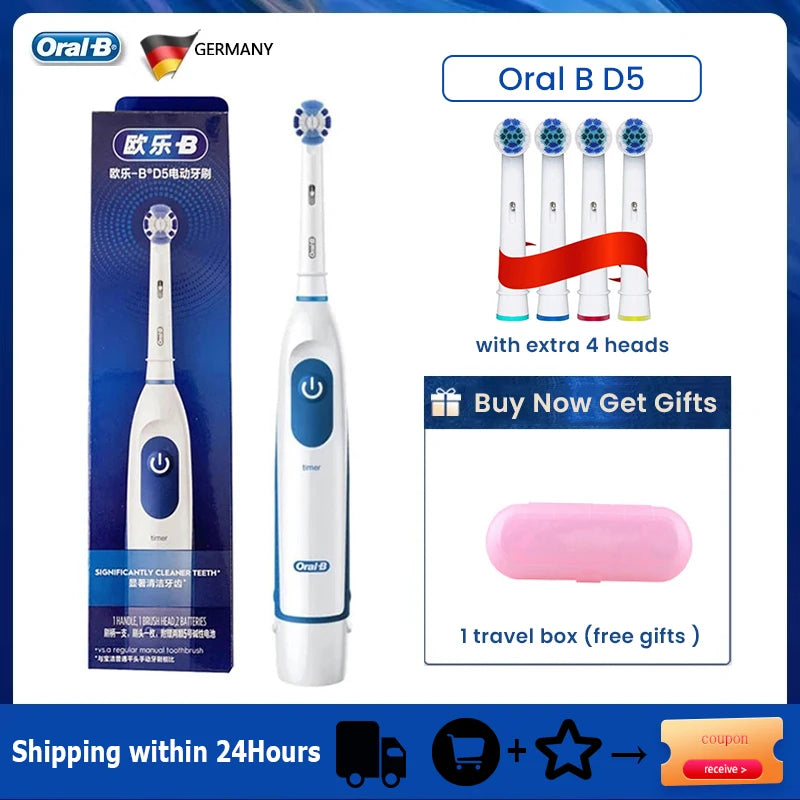 Oral B Sonic Electric Toothbrush Battery Powered 2D Rotating Tooth Brush Oral Hygiene Dental Teeth with Replaceable Heads