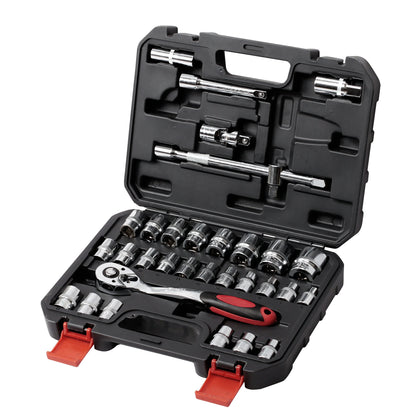 New SS13032A 32PCS 12.5mm Auto Repair Metric Socket Wrench Tool Set Box