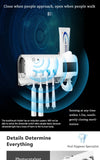 Toothbrush Holder Toothpaste Dispenser Solar Energy Bathroom Toothbrush Storage Box Multi-function Storage Holder USB Charge