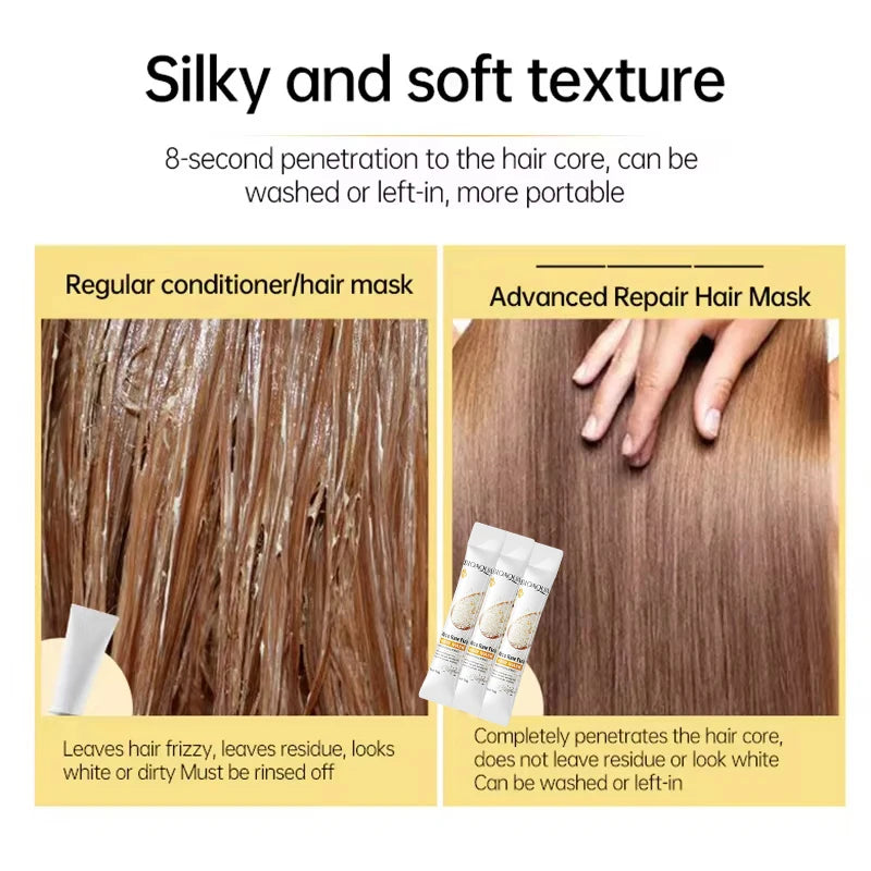 Mascarilla capilar mágica profesional reparadora natural que previene la sequedad, las puntas abiertas, repara el daño, el frizz y los enredos. Cuidado suave y liso en 5 segundos.