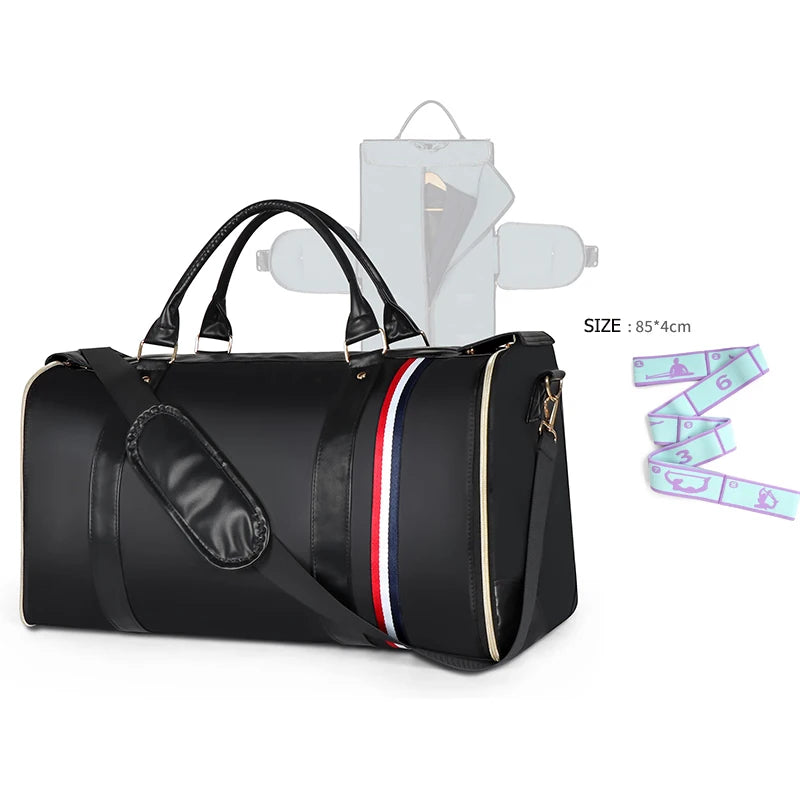 1pc Foldable Women's Travel Convenient Carry-on Clothing Bag Large PU Leather Duffel Bag Women's Business Travel Bag