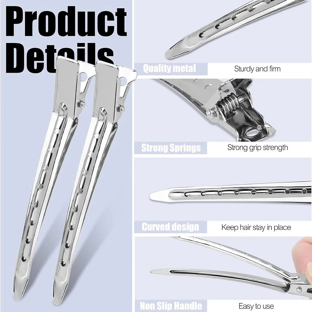 Grampos de cabelo de metal para mulheres, grampos de cabelo prateados para estilo, seccionamento, 24/30/50 peças, clipe de jacaré para cachos longos e grossos, faça você mesmo