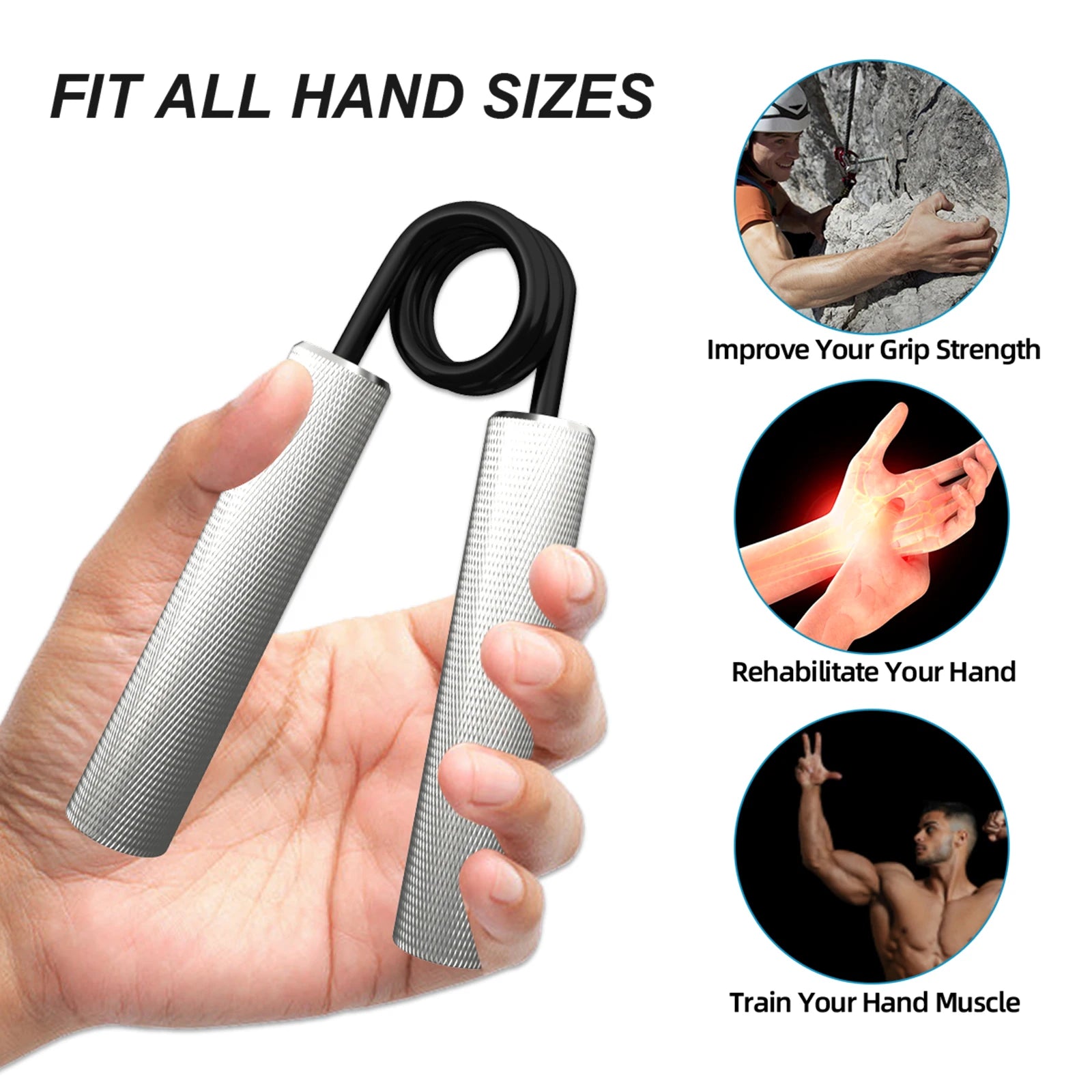 Entrenador de fuerza de agarre de Metal, equipo de entrenamiento, ejercitador de antebrazo, agarre de mano, productos de Fitness para gimnasio, 50LBS-300LBS