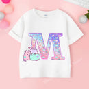 Pusheens-manga curta t-shirt para as meninas de a a z, anime gato, roupas de verão, esporte ao ar livre, novo, presente para as crianças, venda especial