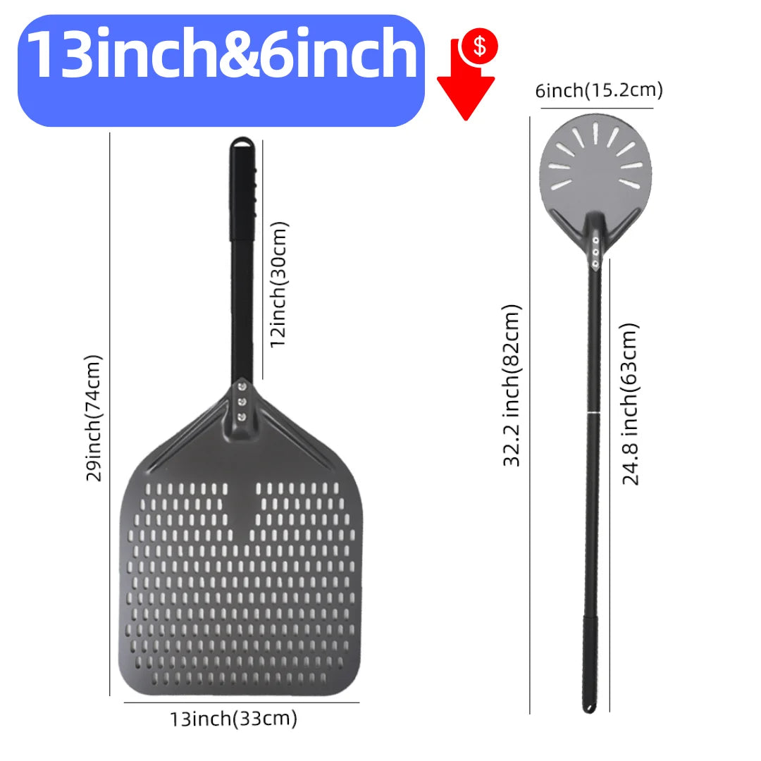 6&12 13 14  Inch Pizza Perforated Shovel Paddle Pizza Oven Turning Peel Hard  Anodized Pizza  Baking Kitchen Tool Spatula