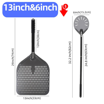 6&12 13 14  Inch Pizza Perforated Shovel Paddle Pizza Oven Turning Peel Hard  Anodized Pizza  Baking Kitchen Tool Spatula