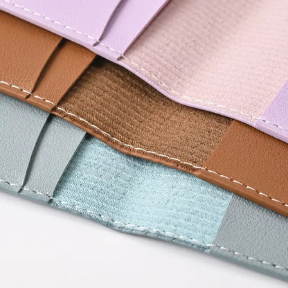 Women Men Card Passport Cover Case Flight Ticket Clip Passport Wallet PU Leather Solid Color Id Holder Passport Holder Purses