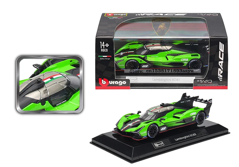 Bburago 1:43 Toyota GR Yaris Porsche Lamborghini SC63 Alloy Luxury Vehicle Diecast Pull Back Cars Model Toy Collection Gift