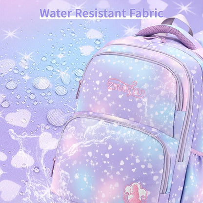 School Backpack Girls 3 Pieces with Lunch Bag Pencil Case 22 Litre Breathable School Bag Teenager Girls for 3-9 Grades Backpack