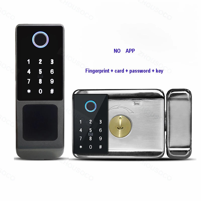 Tuya WIFI Double Side Fingerprint Lock Waterproof Outdoor Gate Passcode Rfid Card Keyless Smart Door Lock