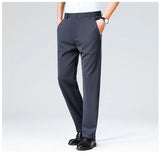 Pantalones de talla grande para hombre, pantalones de traje de negocios, pantalones de vestir formales elásticos, pantalones negros clásicos para hombre grande