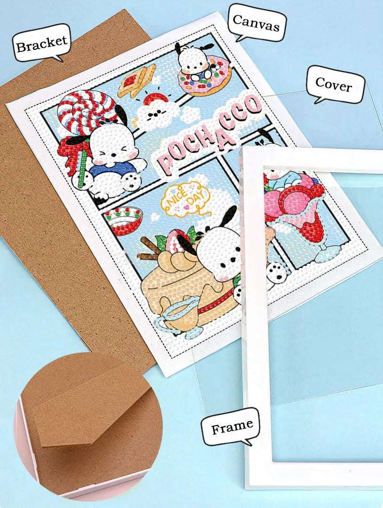 Sanrio Diamond Painting New Hello Kitty Kuromi Full Round Diamond Mosaic Art 5D DIY Cross Stitch Kits Home Decor with Frame