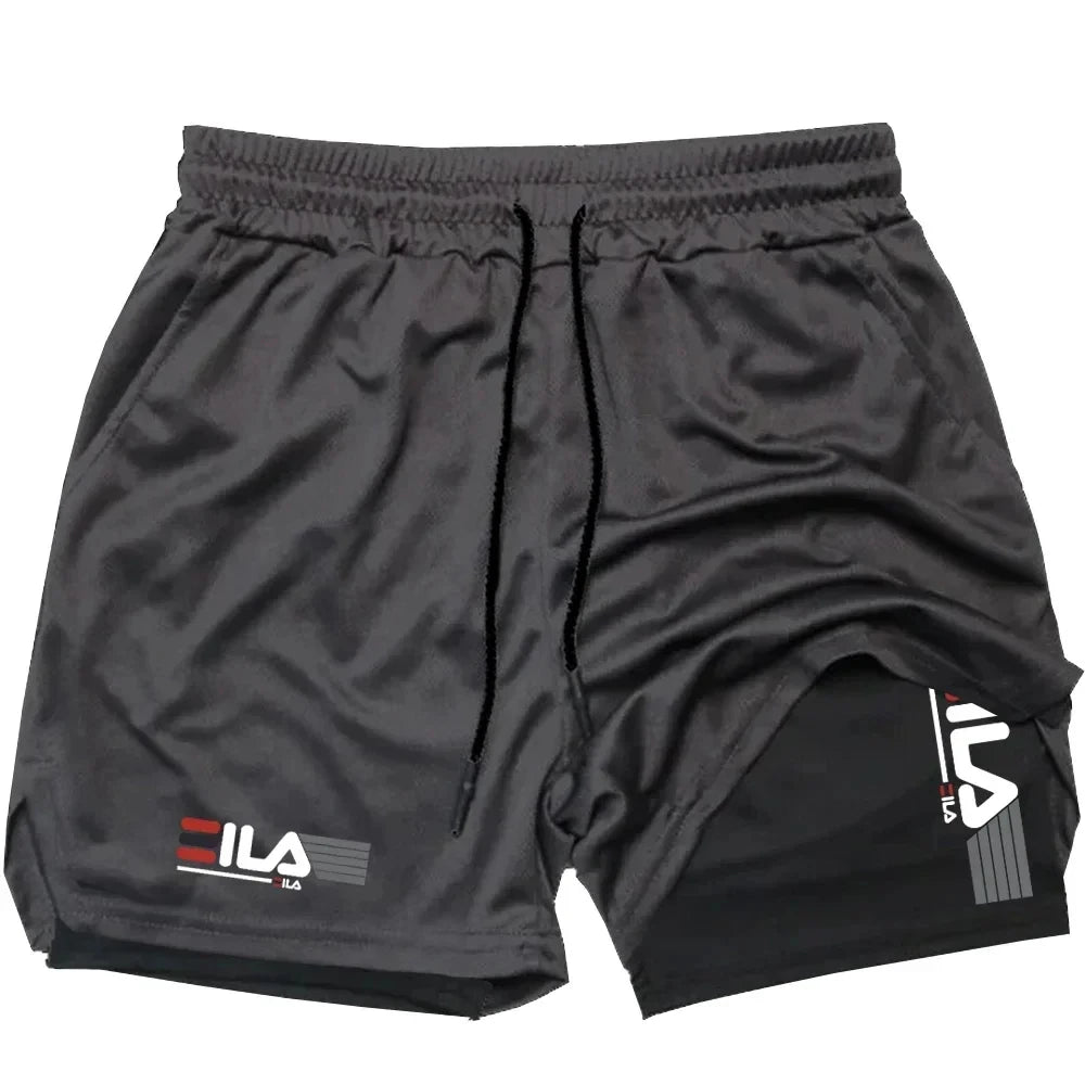 Pantalones cortos deportivos dos en uno para hombre, transpirables, informales, de secado rápido, de doble capa, para correr en verano, tallas M-3XL