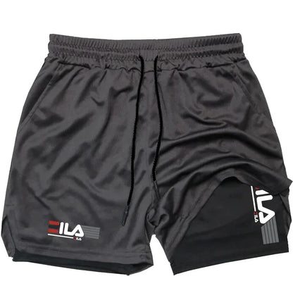 Pantalones cortos deportivos dos en uno para hombre, transpirables, informales, de secado rápido, de doble capa, para correr en verano, tallas M-3XL