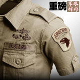 Short Sleeved Shirts Men Tactical T-shirt Spring Summer Workwear Cotton Vintage Shirt  Army Embroidery Pocket Cargo Tees