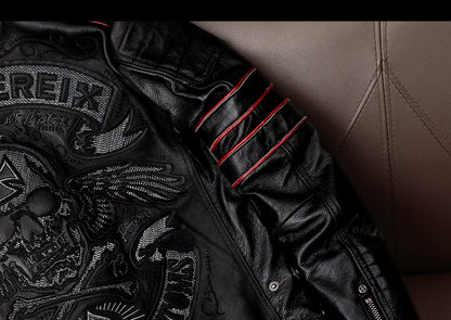 Chaqueta de motociclista nueva para hombre, de piel de vaca, para motocross, de cuero, para invierno, resistente al viento, para carreras, ropa de motociclista resistente al desgaste para Harley.