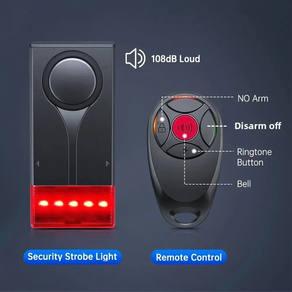 Extractme 108dB Anti-Theft Alarm Wireless Vibration Alarm with Remote Control Door and Window Alarm Car Alarm Security System