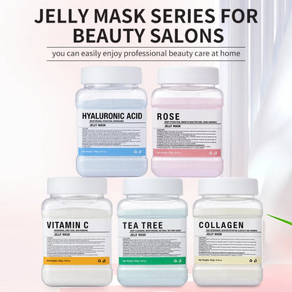 Rose/Hyaluronic Acid/Collagen Jelly Face Mask Powder-Moisturizing, Improving and Hydrating Facial Skin Care-Natural Gel Peel Off