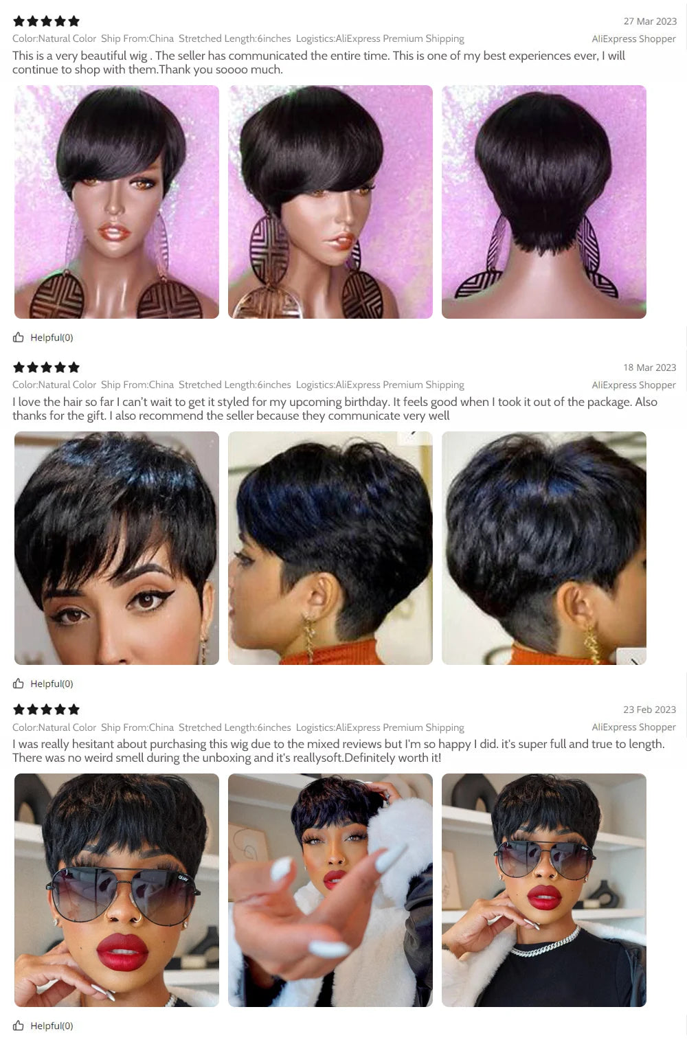 Short Pixie Cut Human Hair Wig for Black Women, Machine-Made Wigs with Bangs, Short Human Hair Wigs