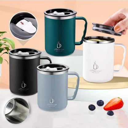 304 Stainless Steel Mug with Plastic Cover and Handle, Office Water Cup, Portable Coffee Cup, Gift, New, 2024, 500ml, 17oz