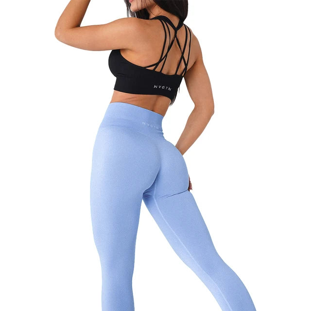 Nvgtn Seamless Fitness Leggings para Mulheres, Shorts de Spandex, Elástico, Respirável, Hip-Lifting, Esportes de Lazer, Calças Justas de Spandex