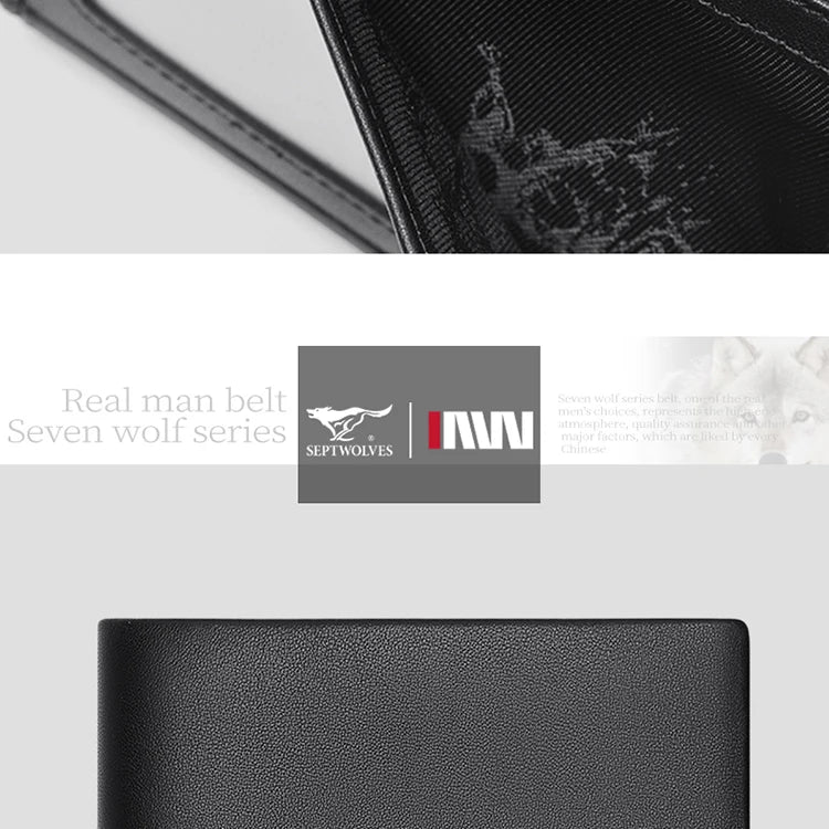 Septwolves Genuine Leather Wallets For Men Original Leather Wallet Man Cowhide Wolf Pattern With Brand Box Father Lover Gift