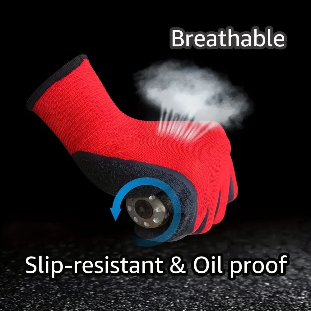 Multi functional work gloves, rubber coating, durable and safe grip, suitable for gardening and mechanical workers
