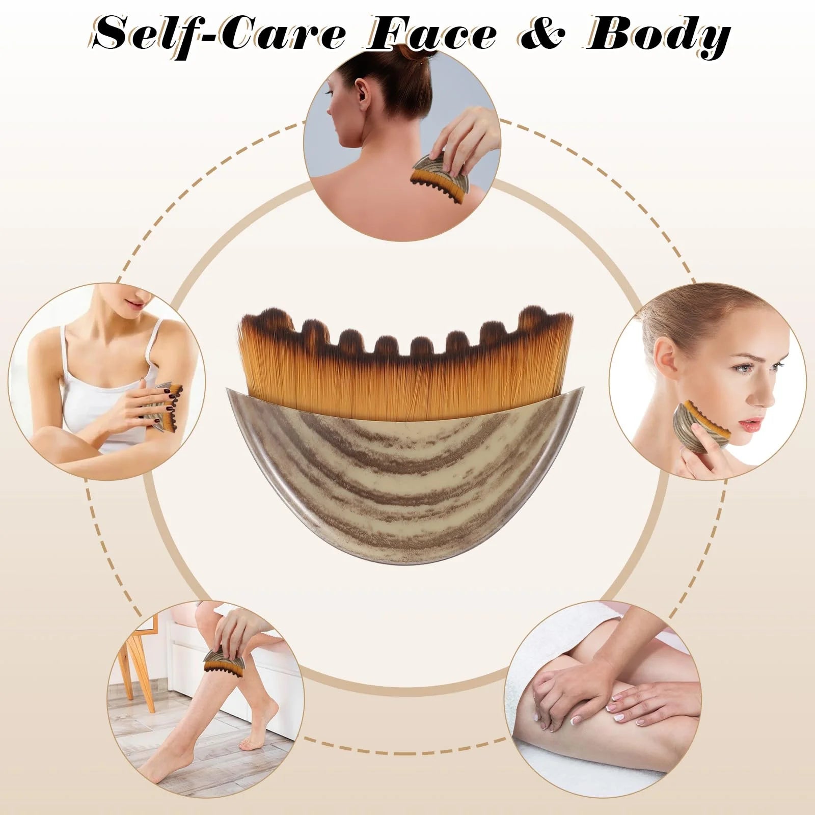 Lymphatic Drainage Brush for Face & Body, Gua Sha Massager Tool, Anti-Cellulite Detox Brush for Slimming & Relaxation