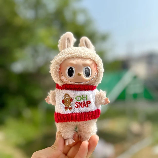 Mini Roupa Boneca de Pelúcia Acessórios para Bonecas Labubu Idol, Camisola e Calças, Roupa Infantil DIY, Presente Fofo, 17cm, 1 Conjunto