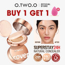 O.TWO.O 2 In 1 Air Cushion Creme Face Powder 24h Long-Lasting Oil-control Matte Soft Focus Concealer Maquiagem Pressed Powder Creme