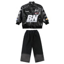 Boys Hip Hop Pullover Street Dance Cargo Pants Girls High Collar Sweatshirt Outfits Kids Jazz Sport Clothes Set Child Streetwear