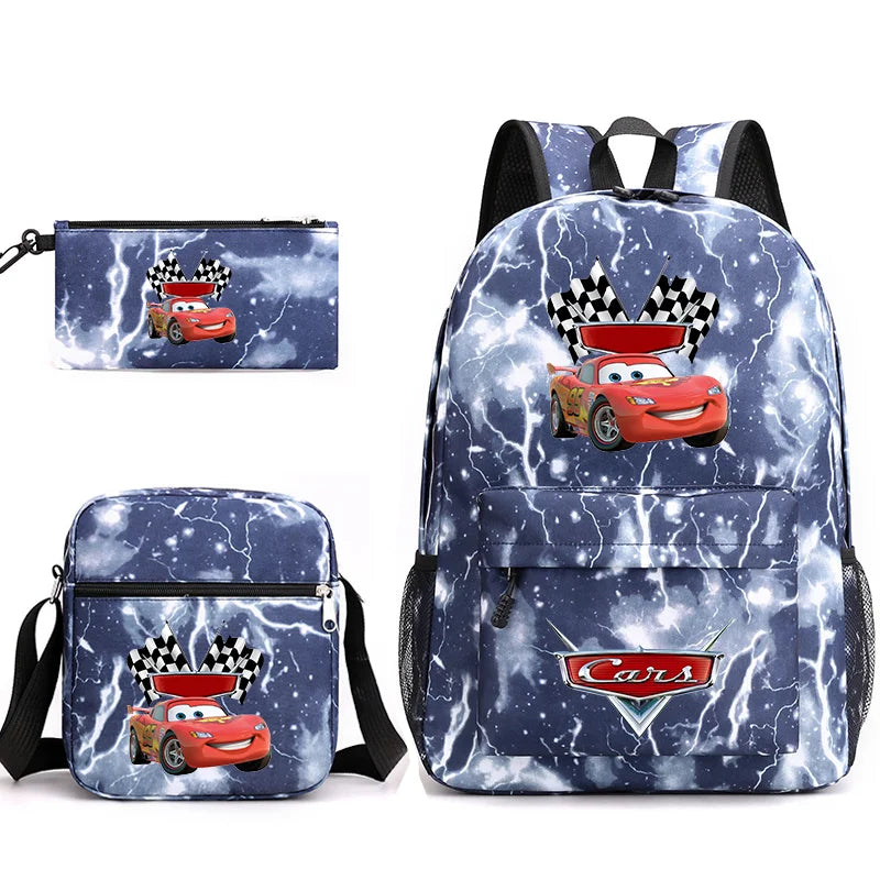 3pcs Disney Pixar Cars Lightning McQueen Students Backpacks Schoolbags Pencil Case Shoulder Bags Boys Girls School Bags Sets
