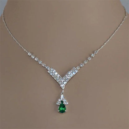 Collar de mujer con incrustaciones de circonita y gotas de agua de colores azul, verde y rojo, accesorios de moda