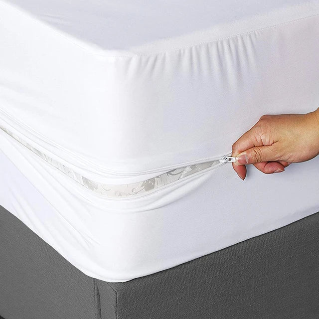 6 Sides Fully Enclosed Waterproof Mattress Cover with Zipper Dustproof Fitted Sheet for Double, Single, Full, Queen, King Bed 