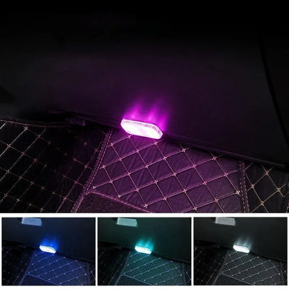 Luces LED inalámbricas para interior de coche, luces LED para interior de coche, luz de neón recargable por USB
