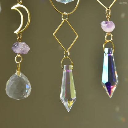 Colgante de cristal para jardín, atrapasol, campanillas de viento, prisma arcoíris, cadena de cristal para ventana, campana colgante, árbol de Navidad, decoración del hogar