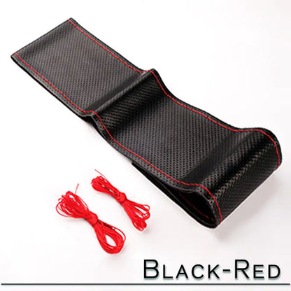 38cm 15inch Car Steering Wheel Braid Cover Artificial leather Needles And Thread Soft Non-slip Auto Interior Accessories Kits