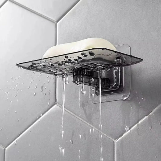 Jabonera de pared de doble capa, sin perforaciones, para baño, autoadhesiva, para esponja y jabón