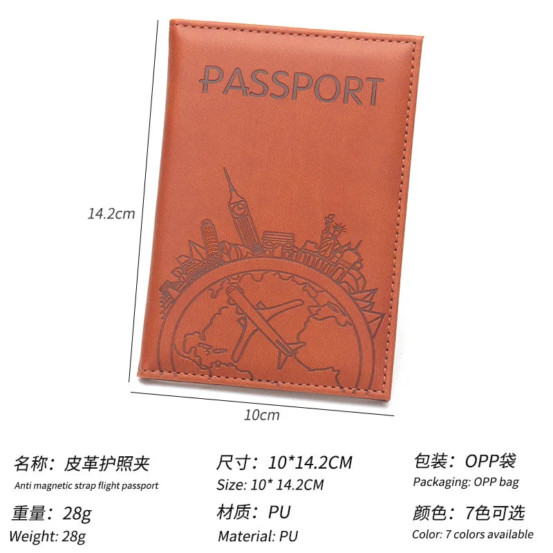 Global Flight Printed Passport Holder Leather Passport Covers Lightweight Airplane Passport Case Id Holder Plane Ticket Holder