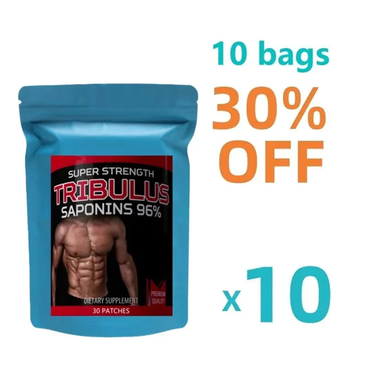 Tribulus Terrestris 5000mcg Extract 96% Saponins - Testosterone Booster Transdermal Patches, 30 Patches