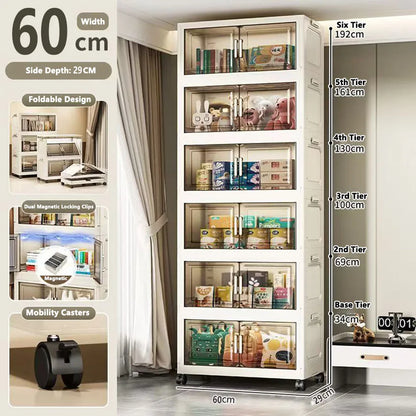 Storage Cabinet Folding Storage Box Home Living Room Toy Cabinet Storage Rack Snack Cabinet Installation-Free Kitchen Storage Cabinet Folding Storage Cabinet Organizer